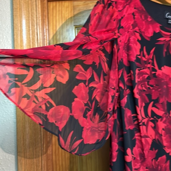 Women’s Connected Apparel, red and black dress sheer sleeves plus size 22W - Picture 3 of 6